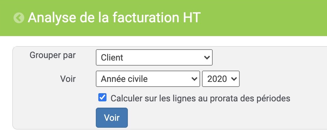 Statistiques de facturation au prorata des périodes