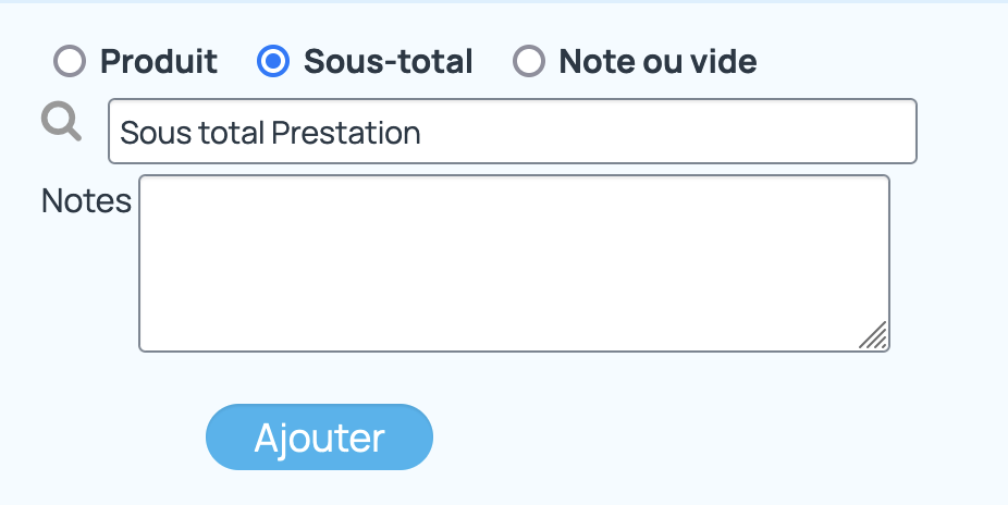 choix des différentes lignes possibles sur les documents commerciaux