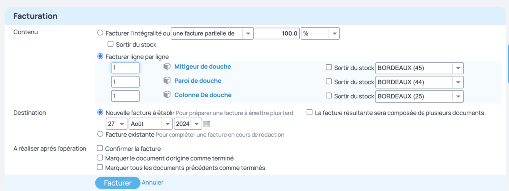 Transformer un devis en facture