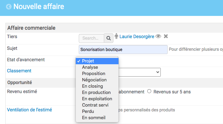définition des états d'avancement des affaires pour mieux les utiliser