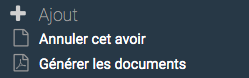 Dans le bloc "Ajout" du bloc de raccourci, le lien "Annuler cet avoir".