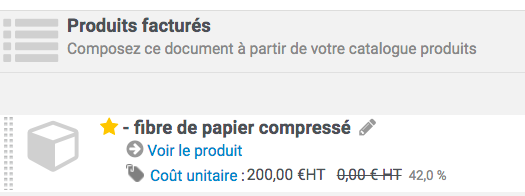 prise en compte du cout saisi et actualisation de la marge sur la ligne du produit