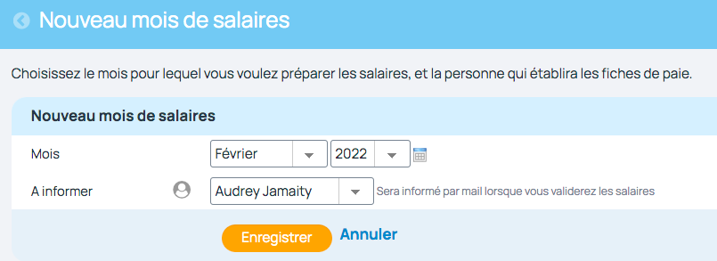 Ajout mois préparation salaire