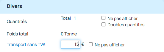 Frais de port sans TVA sur Commande