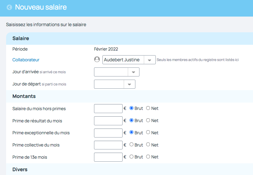 Préparation des salaires