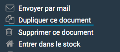 Le lien "Dupliquer ce document" permet de générer un nouveau bon de commande à l'identique