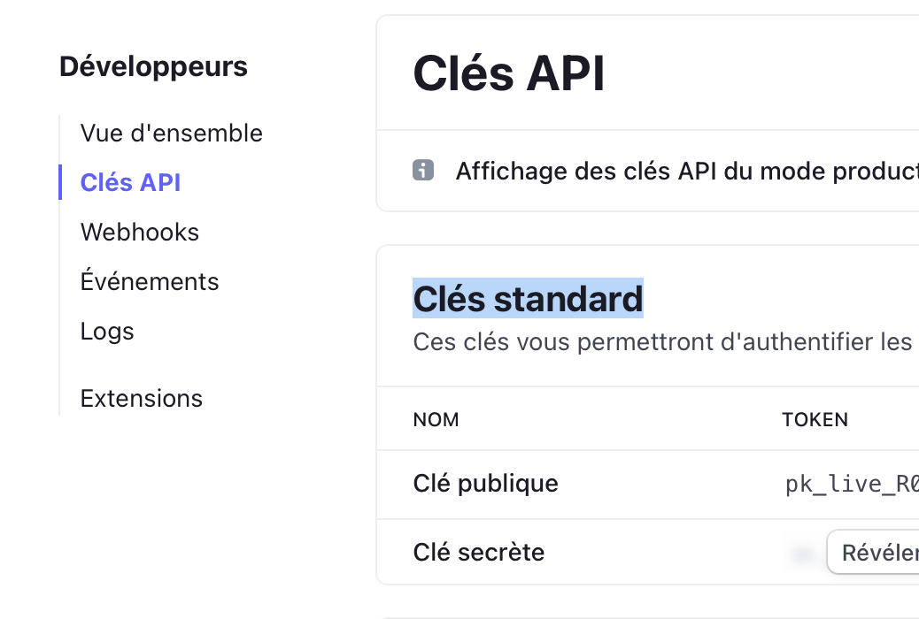 Enregistrement Clé APi