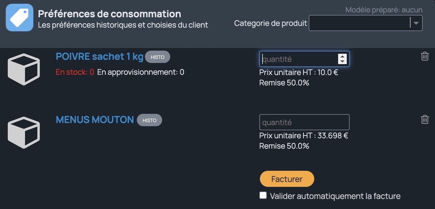 incwo, Application Préférences de consommation