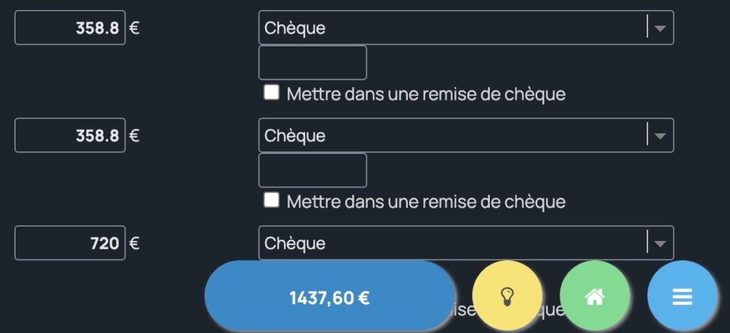 Calculatrice pour encaissements multiples et remises de chèques