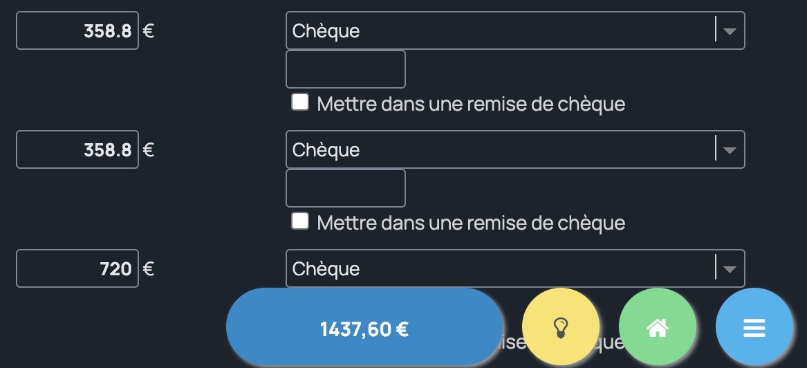 Calculatrice pour encaissements multiples et remises de chèques