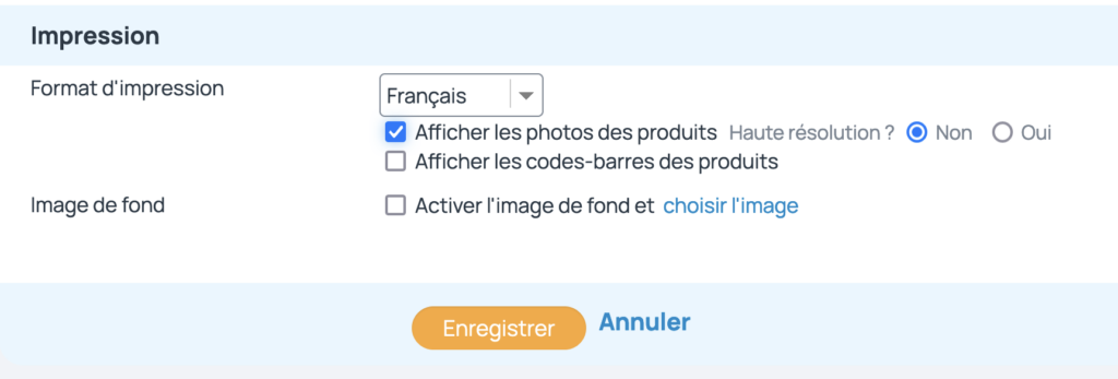 Pour que les images soient visibles sur le PDF des documents commerciaux, la case "Afficher les photos produits" doit être cochée sur les paramètres du document