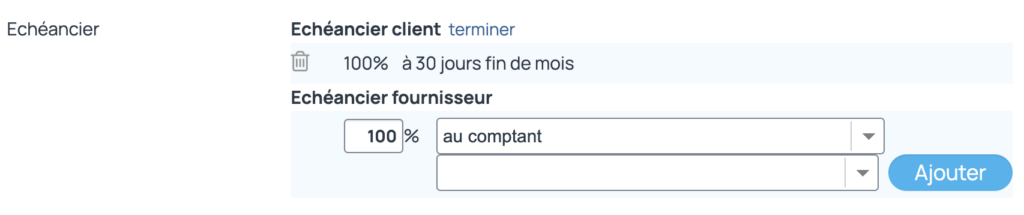 Réglage échéance paiement client